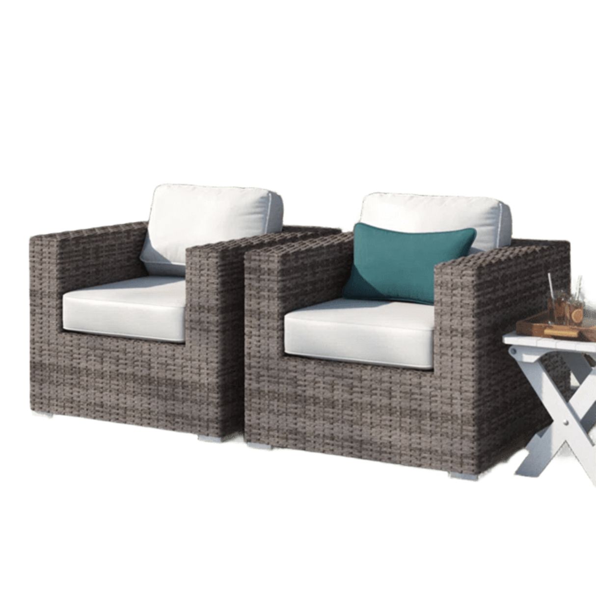 2-Piece Outdoor Club Chair Set With Sunbrella Cushions