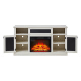 Embossed Oak Fireplace TV Stand With Storage - Sleep Galleria