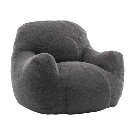 Dark Gray Teddy Foam Bean Bag Chair - Calmora - Sleep Galleria
