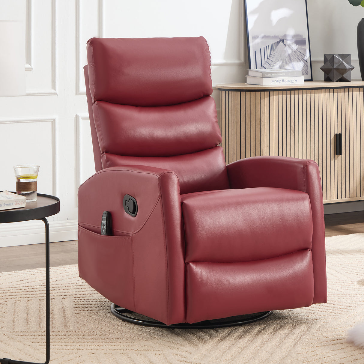 Heat Massage Recliner Chair With Swivel Rocker And Heat