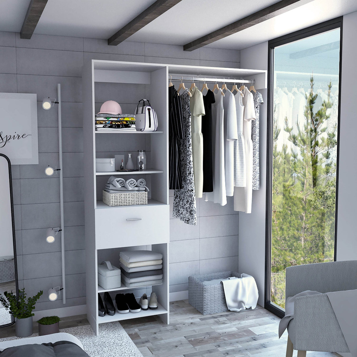Modern White Particle Board Bedroom Closet Organizer