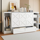 Twin Wood Murphy Bed With Wardrobe And Shelves
