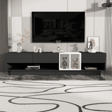 Sleek Two-Tone Black Particle Board TV Stand - Sleep Galleria