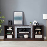 Cherry Faux Stacked Stone TV Stand With Storage Cabinet - Sleep Galleria