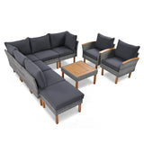 9-Piece Gray PE Rattan Patio Furniture Set With Cushions