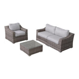 Outdoor Wicker 3-Person Seating Set With Cushions