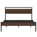 Queen Metal Platform Bed Frame With Wooden Headboard