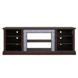 Cherry Faux Stacked Stone TV Stand With Storage Cabinet - Sleep Galleria
