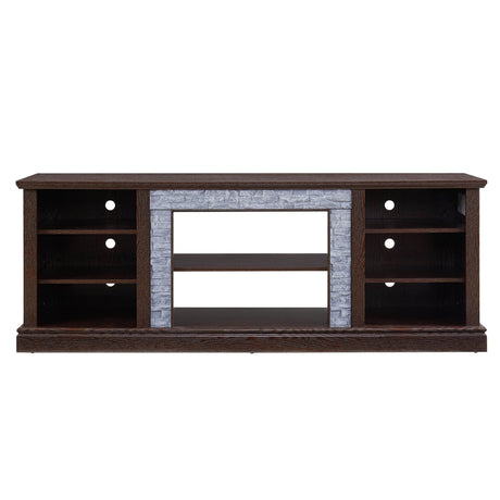 Cherry Faux Stacked Stone TV Stand With Storage Cabinet - Sleep Galleria