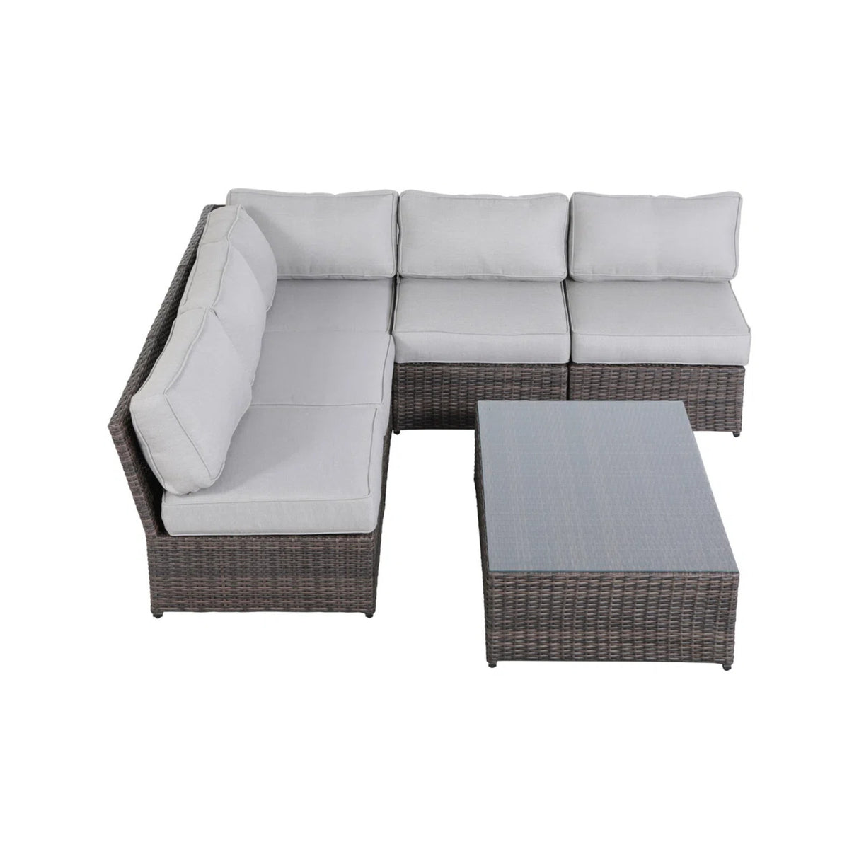 6-Piece Brown Wicker Outdoor Rattan Sofa Seating Group With Cushions