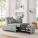 Convertible Linen Sleeper Sofa Chair With Adjustable Backrest