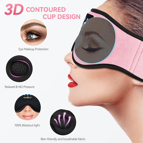 Bluetooth Sleep Eye Mask with Ultra-Thin Stereo Headphones Wireless Sleep Mask for Deep Sleep, Meditation, Travel & Insomnia Relief