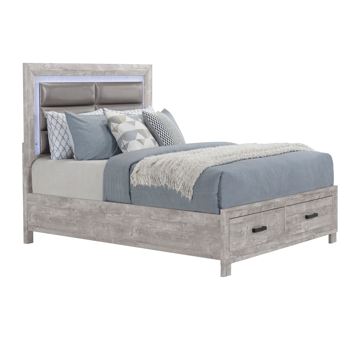 Queen Farmhouse Solid Wood MDF Storage Bed Frame