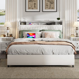 Queen Metal Platform Bed Frame With Ergonomic Headboard And Outlets