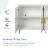 Antique White Wood TV Stand With Storage Cabinet - Sleep Galleria