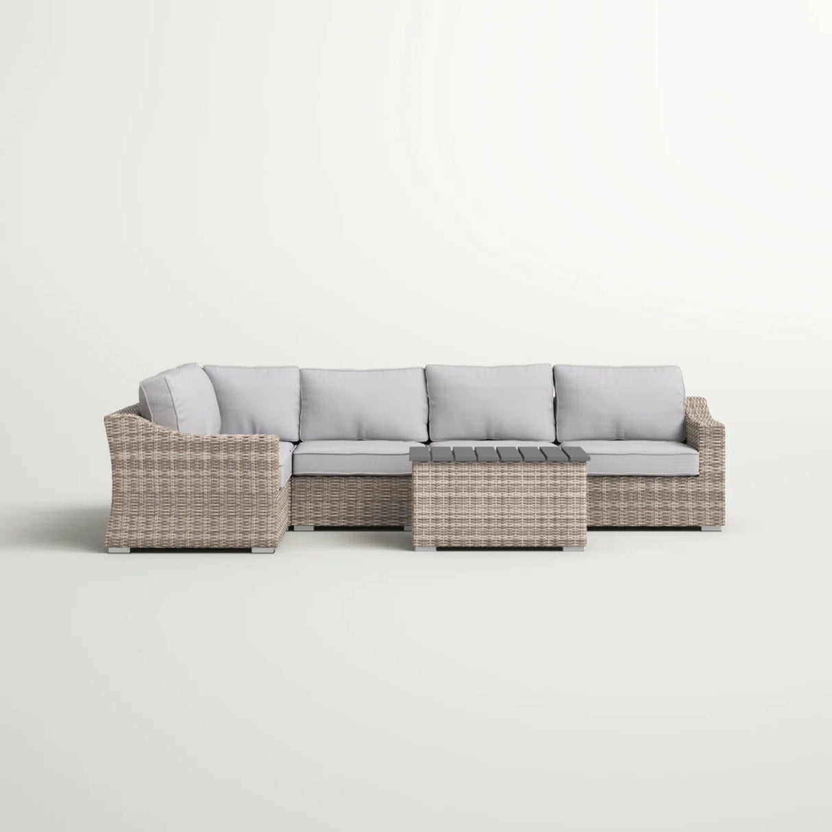 6-Piece Outdoor Wicker Sectional Seating Set With Cushions