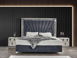 Modern Velvet Upholstered King Size Bed Frame With Storage