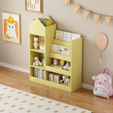 Kids Wooden Bookshelf Storage Organizer With Baskets