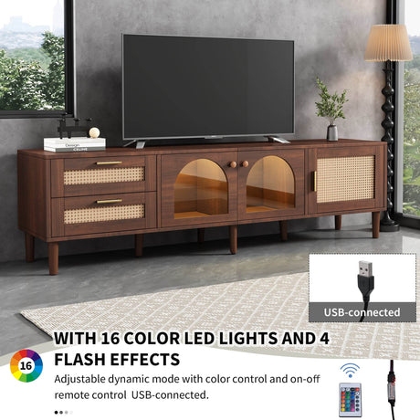 Rattan-Inspired Media Console TV Stand With Storage - Sleep Galleria