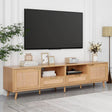 Modern Rattan TV Stand With Storage Cabinets - Sleep Galleria