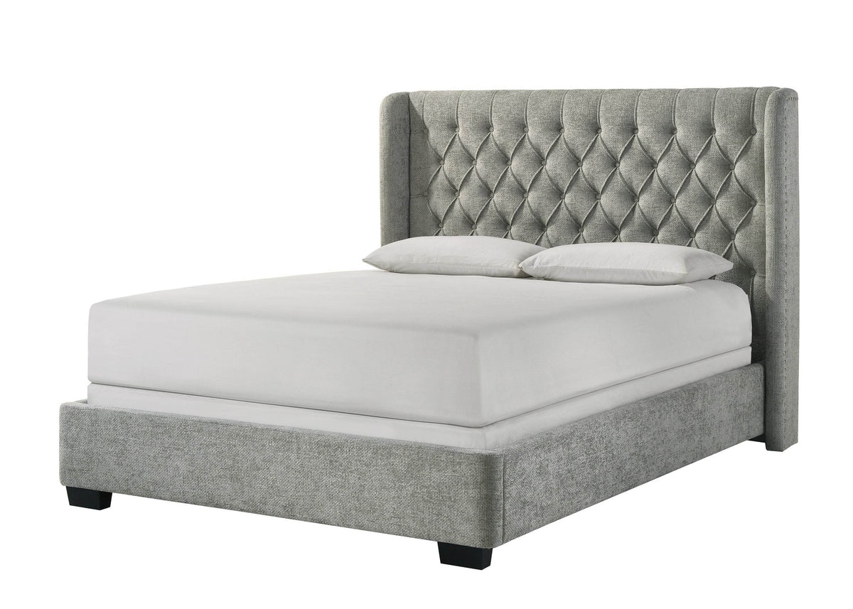 Contemporary Upholstered Wood King Size Bed Frame
