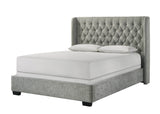 Contemporary Upholstered Wood King Size Bed Frame