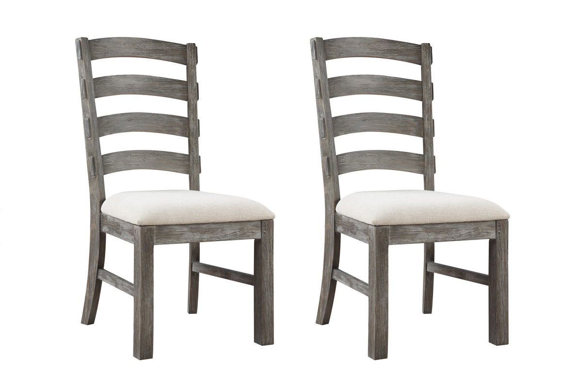 Set of 2 Brown Solid Wood Upholstered Dining Chairs