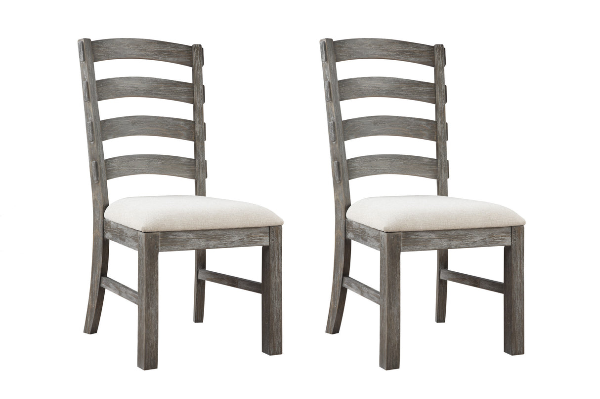 Set of 2 Brown Solid Wood Upholstered Dining Chairs