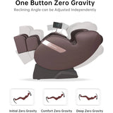 S Track Massage Chair, Full Body Zero Gravity Shiatsu Recliner with Smart Voice Controller, Brown