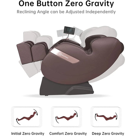 S Track Massage Chair, Full Body Zero Gravity Shiatsu Recliner with Smart Voice Controller, Brown