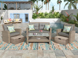 4-Piece Gray Rattan Outdoor Patio Furniture Set