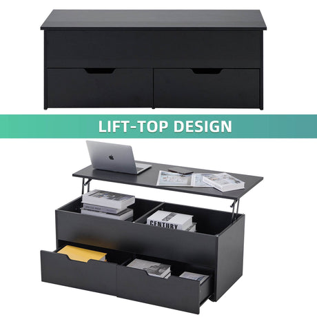 Lift-Top Coffee Table With Hidden Storage And Drawers - Sleep Galleria