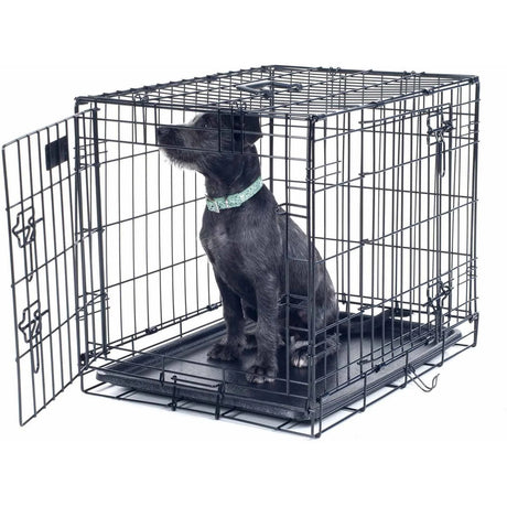 36-Inch Dog Crate - Double Door Pet Kennel with Divider Panel - Foldable Dog Cage with Carry Handle for Portability and Storage by  (Black)