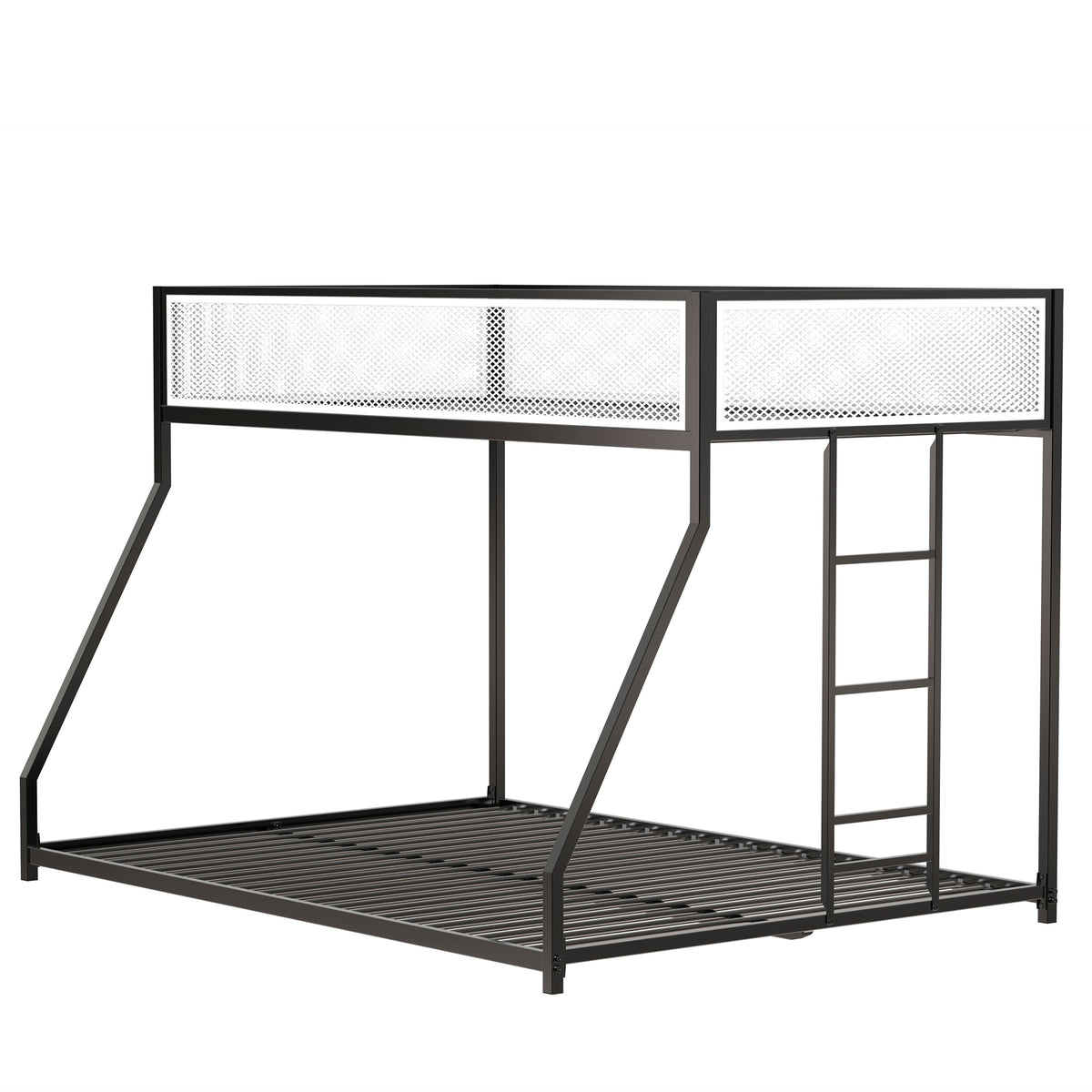 Twin Over Full Metal Bunk Bed With Ladder and Guardrails