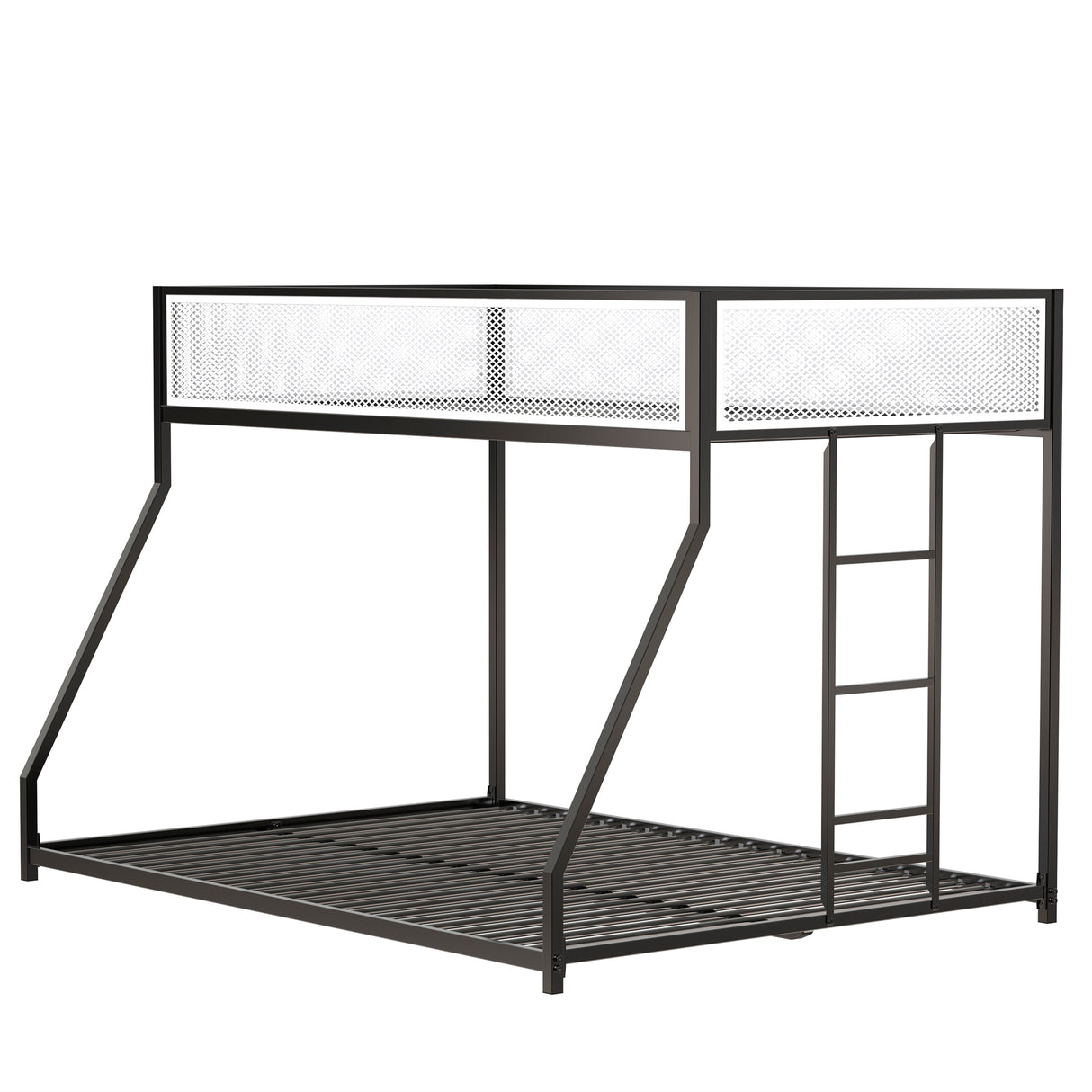 Twin Over Full Metal Bunk Bed With Ladder and Guardrails