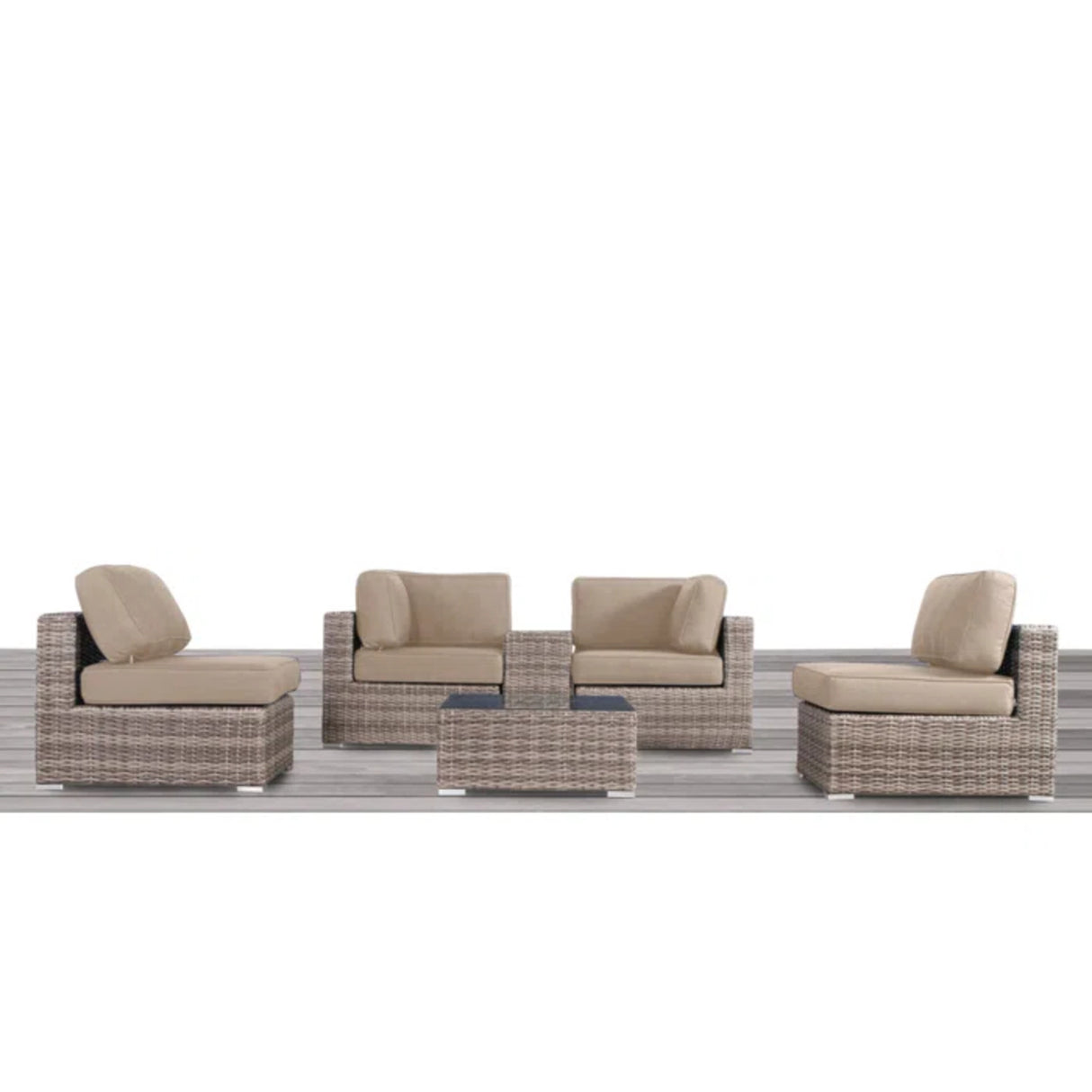 Outdoor Fully Assembled 4-Piece HDPE Wicker Seating Group