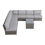 Fully Assembled 6-Person Gray Wicker Patio Seating Group
