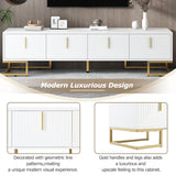 Modern White Gold Metal Legs TV Stand With Cabinets - Sleep Galleria