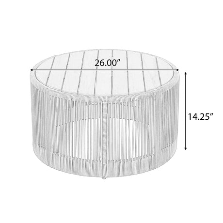 Rustic Acacia Wood Iron Rope Outdoor Coffee Table - Sleep Galleria