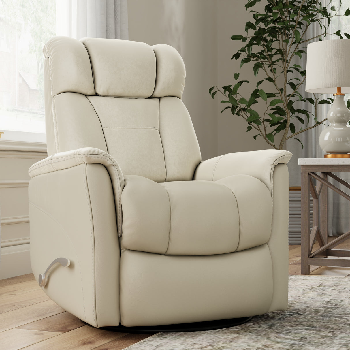 Swivel Glider Recliner With Manual Adjustable Headrest Footrest