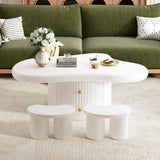 Cloud-Shaped Coffee Table With Stools And Drawers