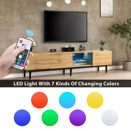 Modern LED Wood Tone TV Stand With Storage - Sleep Galleria