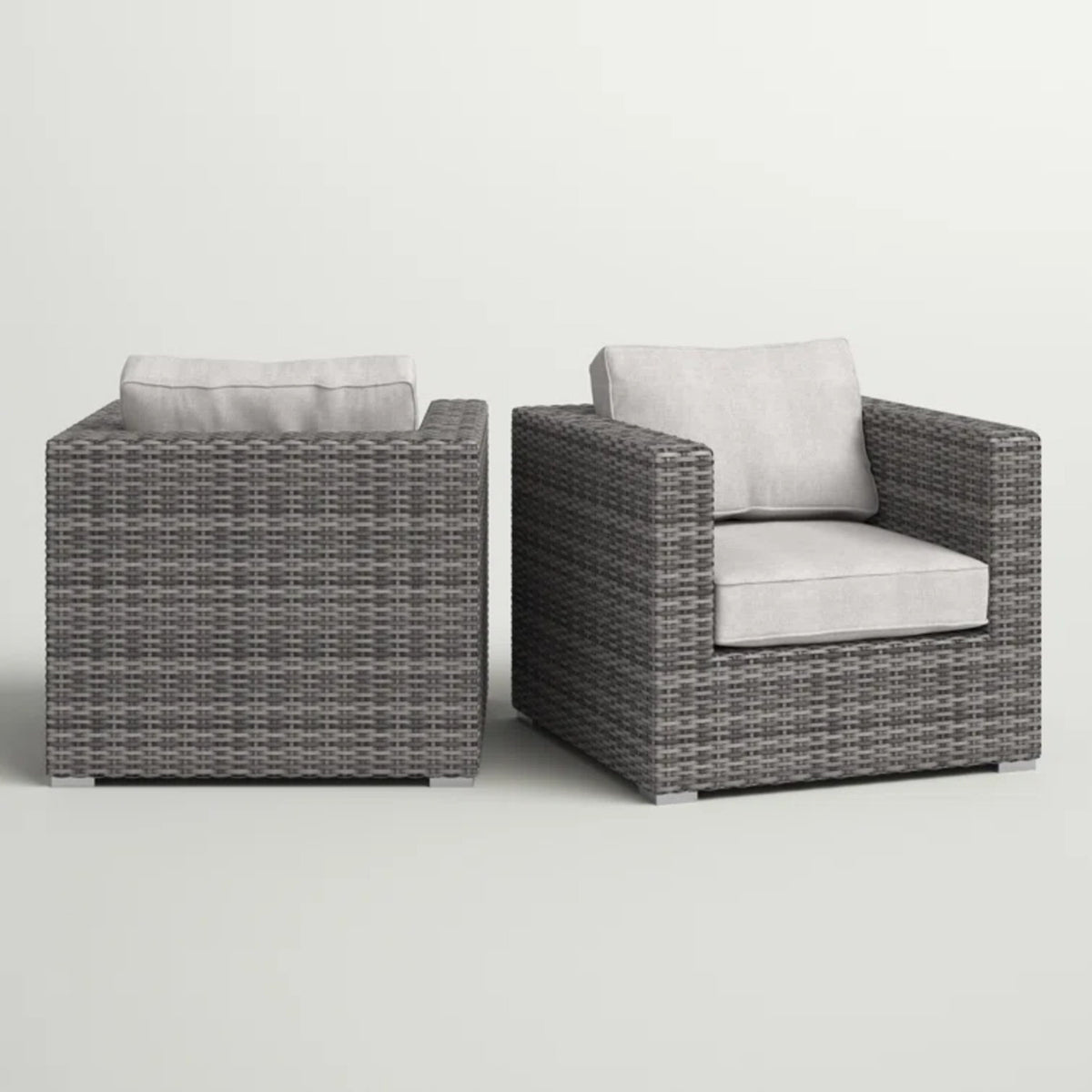 2-Piece Outdoor Wicker Patio Club Chair Set With Cushions