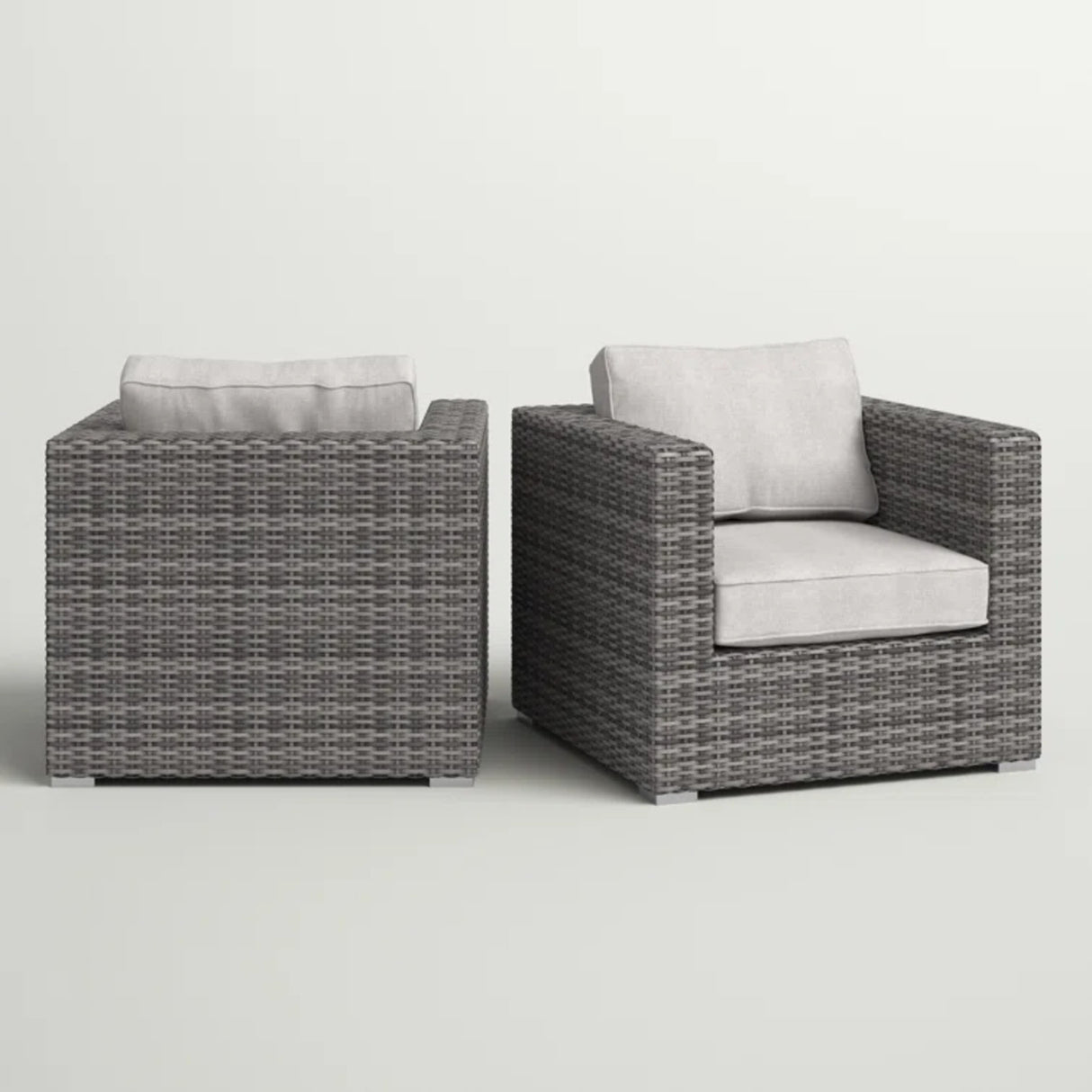 2-Piece Outdoor Wicker Patio Club Chair Set With Cushions