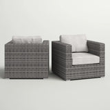 2-Piece Outdoor Wicker Patio Club Chair Set With Cushions