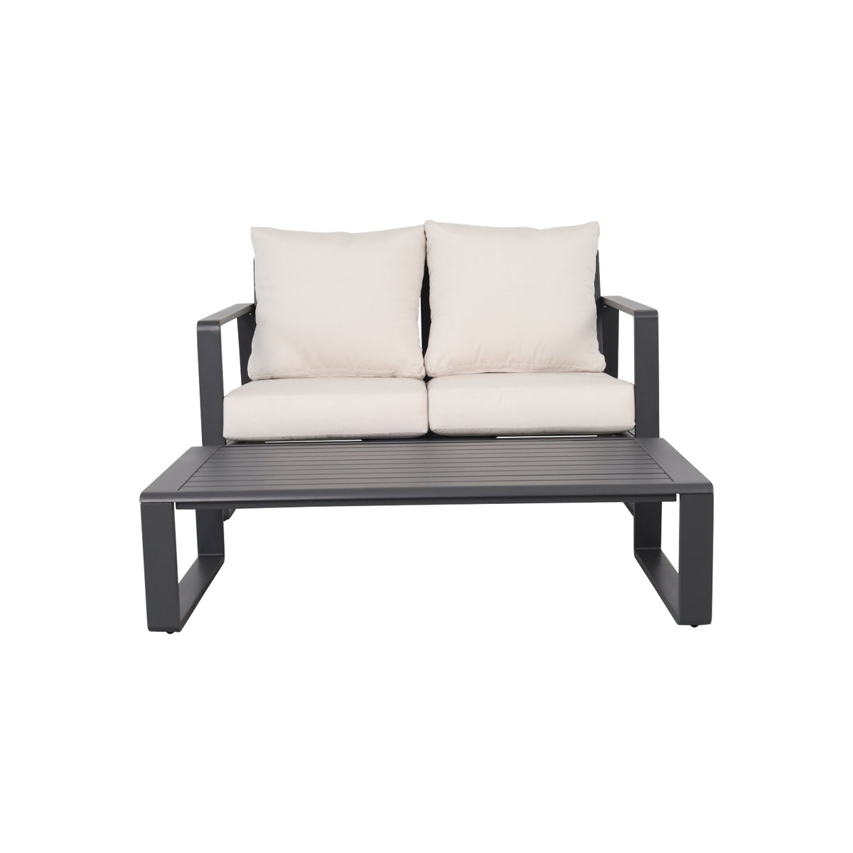 Double Sofa And Rectangular Aluminum Coffee Table Set
