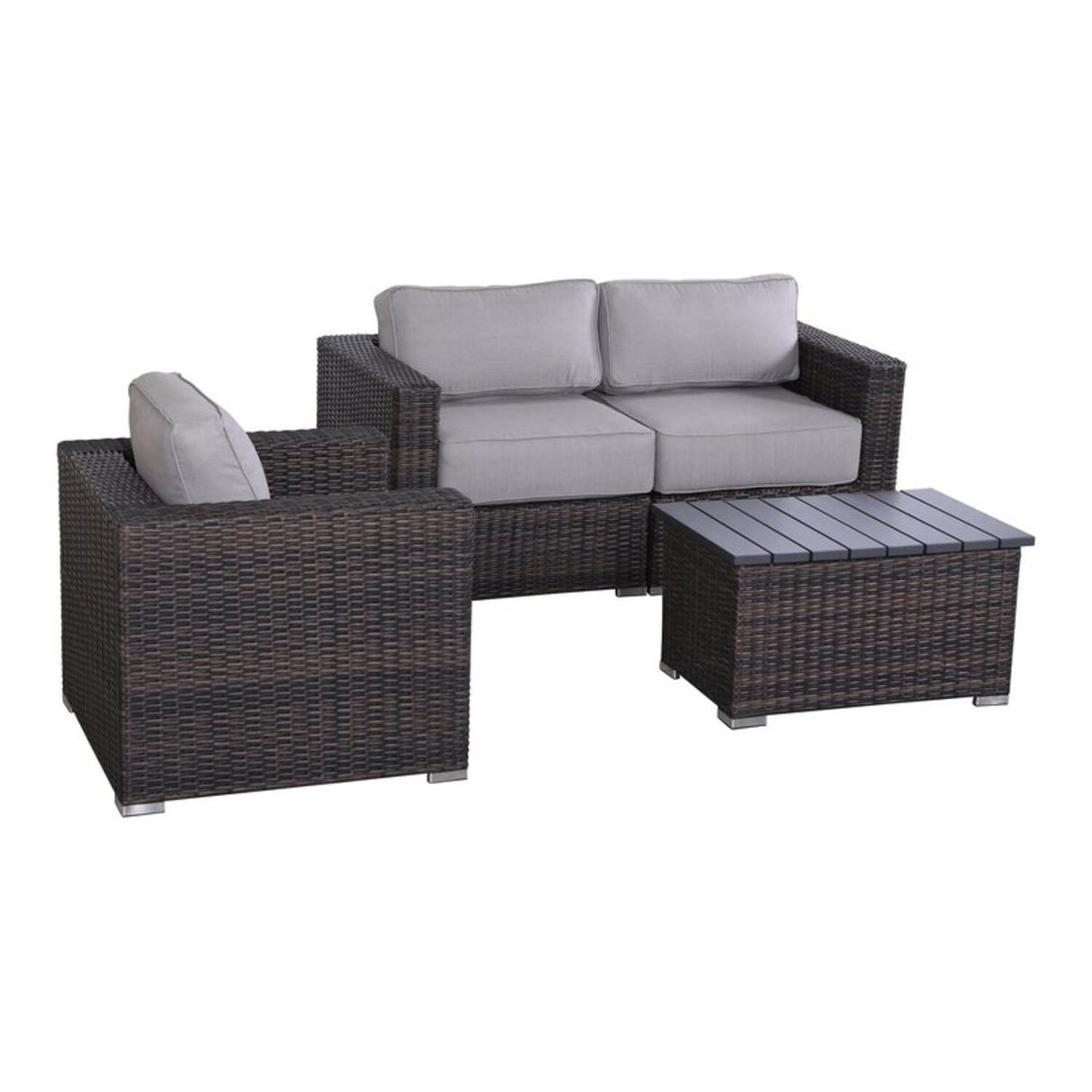 3-Person Coastal Outdoor Seating Set With Cushions