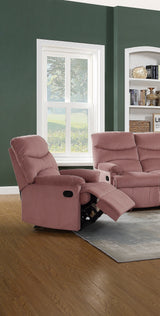 Velvet Blush Pink Manual Handle Recliner Chair