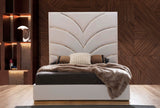 Contemporary White Velvet Upholstered King Bed Frame