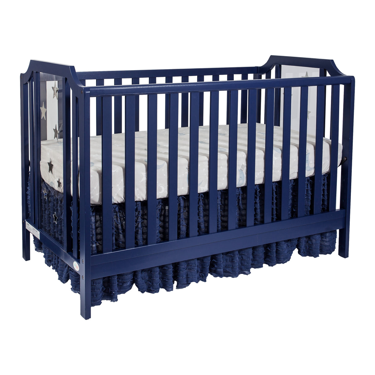 Solid Wood 3-in-1 Convertible Navy Blue Island Crib